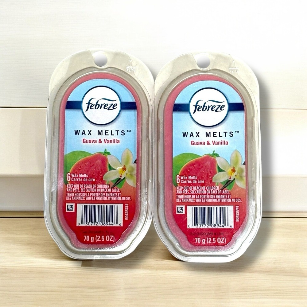 Febreze Wax Melts Guava & Vanilla 2.5 oz 2 Pack 12 Cubes Total Pink NEW